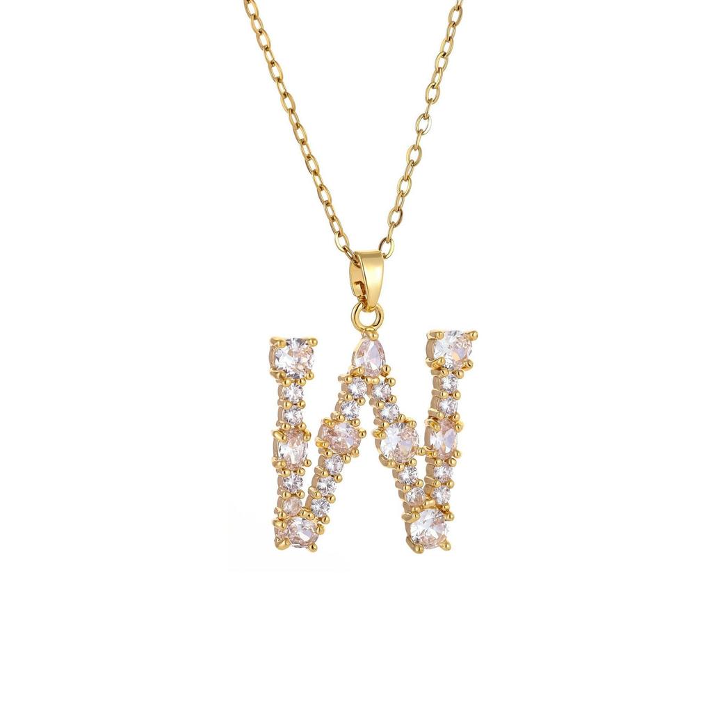 Luxury 26 Letter Necklace Women Unique Design White Zircon Crystal Collarbone Chain Party Jewelry Christmas Gift