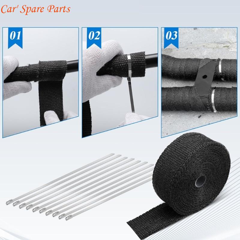 Y4UA Motorcycle Fiberglass Heat Tape Exhaust Pipe Insulation Thermal Heat Wrap Cotton Heat Insulation