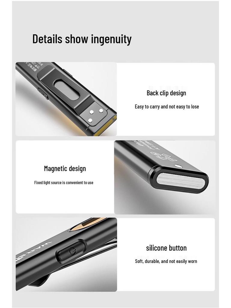 Ultra-Thin Magnetic Dual-Light Flashlight: High-Intensity, Portable, Mini Pen Light with Cap Clip and Long Battery Life for Auto Repair