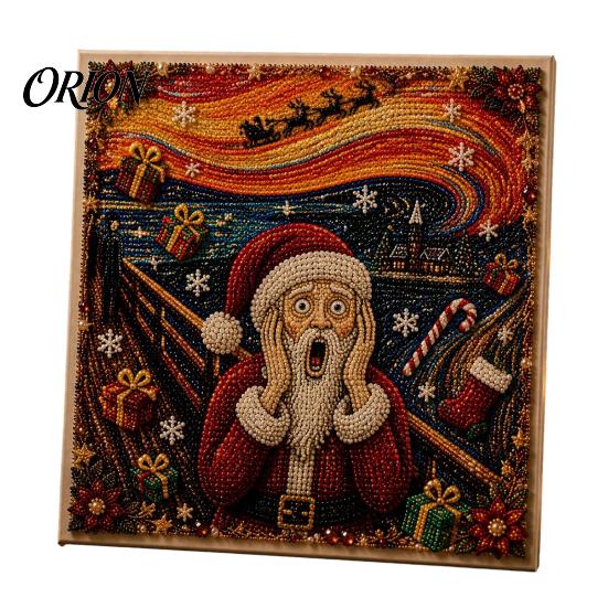 Christmas Faux Pearl Painting Kit Xmas Art Kit, Santa Claus Reindeer DIY Holiday Projects for Families Sparkling 3D Festive Wall Craft Adults, Winter