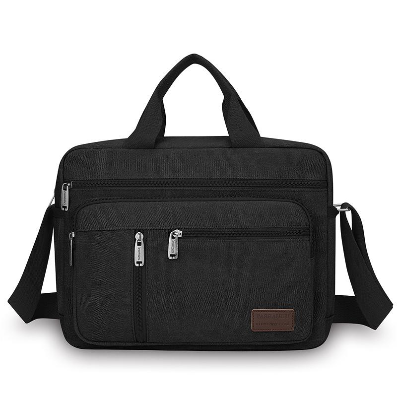

Ділова полотняна чоловіча сумка через плече, великої місткості чорний