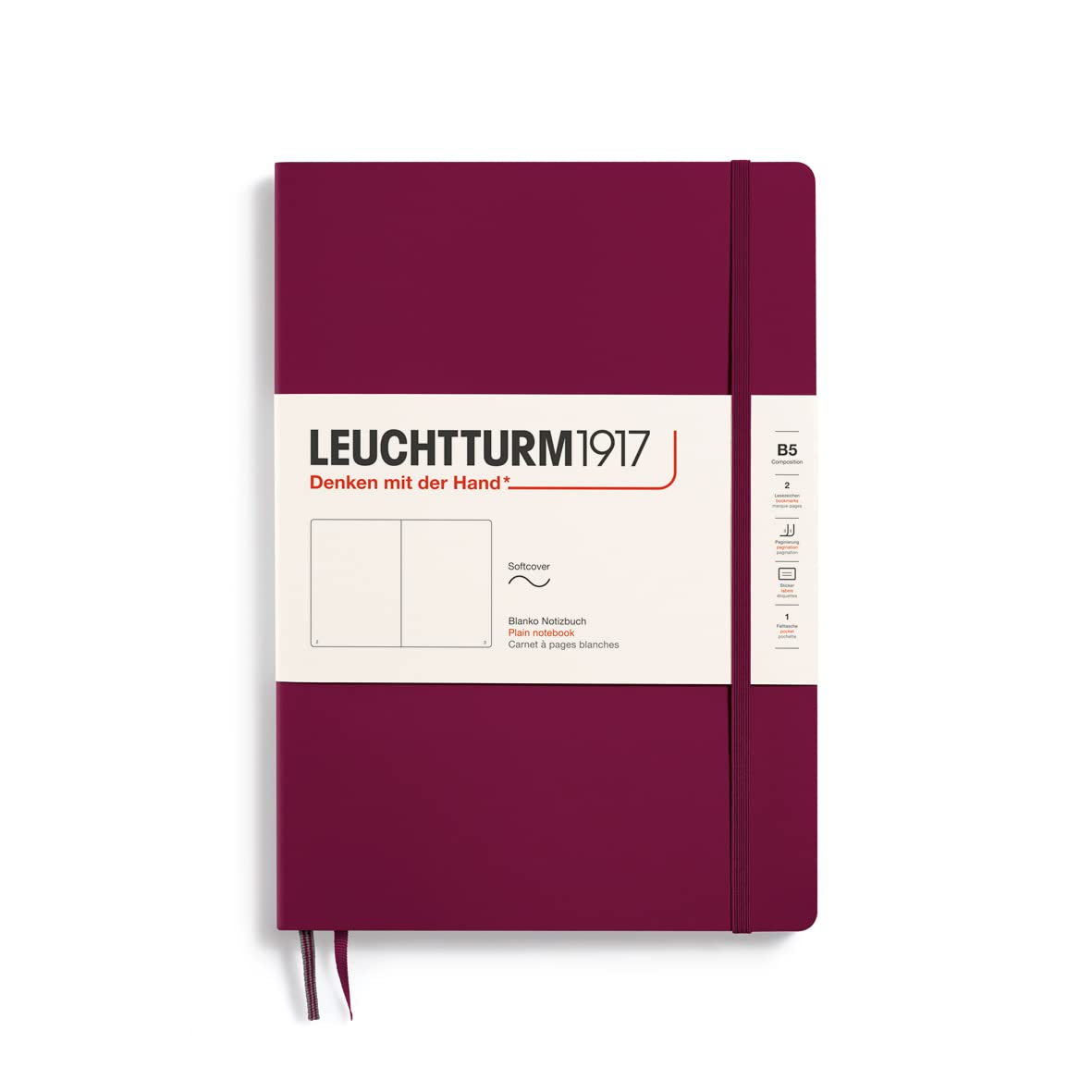 LEUCHTTURM1917 Notebook B5 Plain Softcover Port Red 359374
