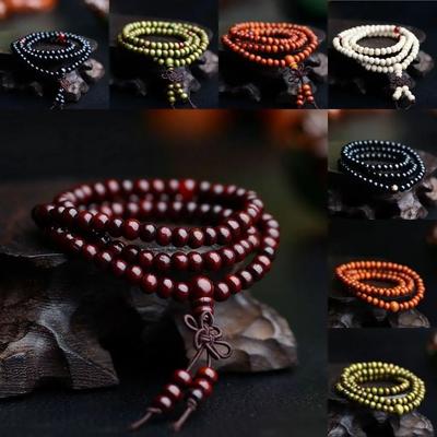 9 Stile 6mm Natürliches Sandelholz Buddhistischer Buddha Holz Gebetsperlen Knoten schwarzes Ebenholz Unisex Herren Armbänder & Armreifen für Damen