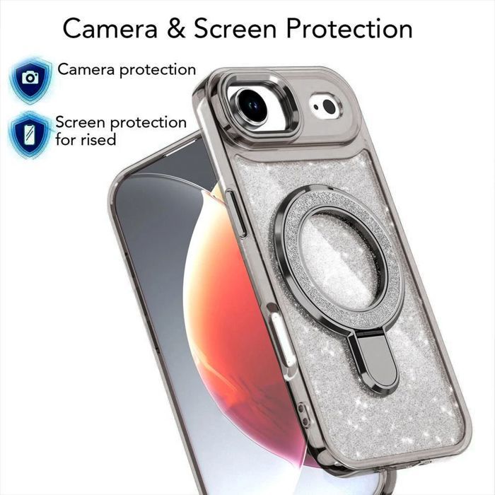 Coque de Téléphone - BOOLING - pour iPhone Air - Hybride Anti-Rayures Pailletté Cercle Magnétique Gris