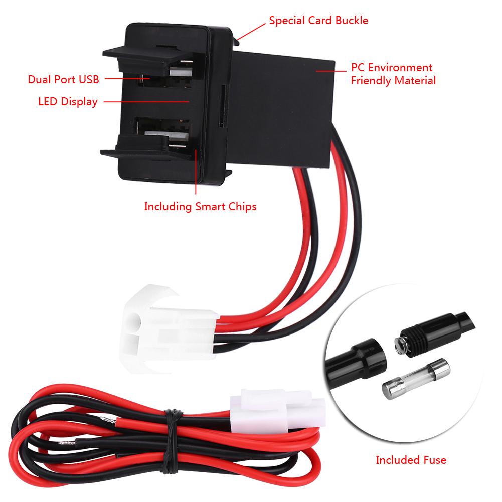 12V24V 2.1A Dual USB Port Car Charger Power Adapter Socket for Toyota Cellphone