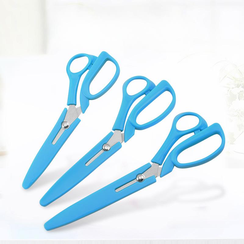 3Pcs Multi-size Stainless Steel Tailor's Scissors with Protective Cap Household Fabric Leather Cutter Sewing Special Scissors