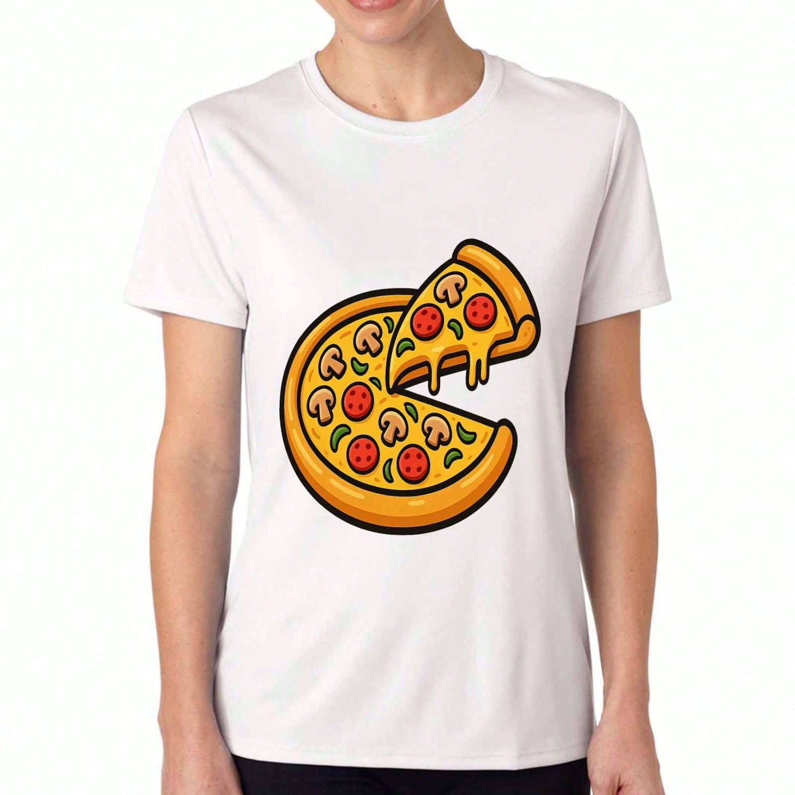 Pizza Slice Wounisex s Cotton T Shirt, Premium Cotton Graphic, Durable, Casual Fashion, Delicious Pizza With Mushrooms And Pepperoni, Fun Foodie Tee, S разноцветный