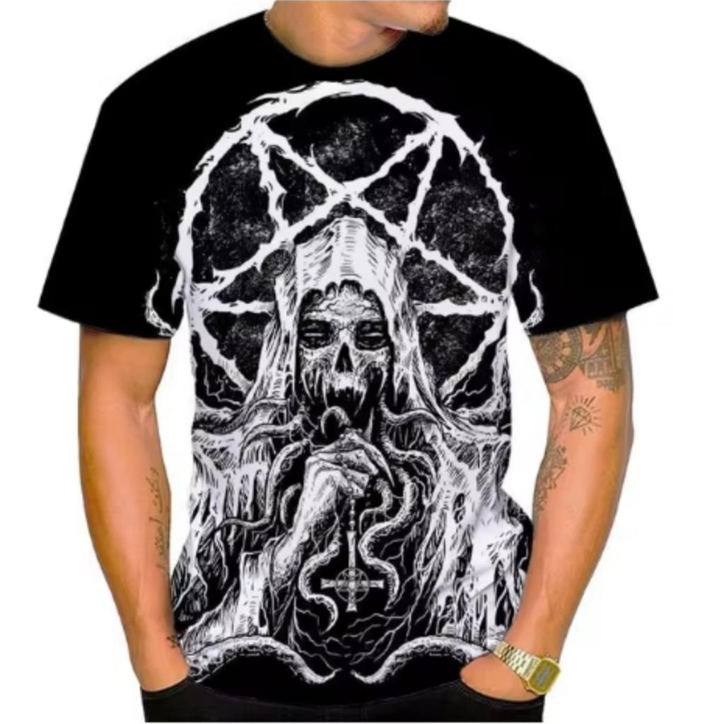 New Devil Satan 3D Printed Men's T-shirts Summer Fashion Harajuku Hip Hop Casual Tees Streetwear Personality Round Neck Y2k Tops