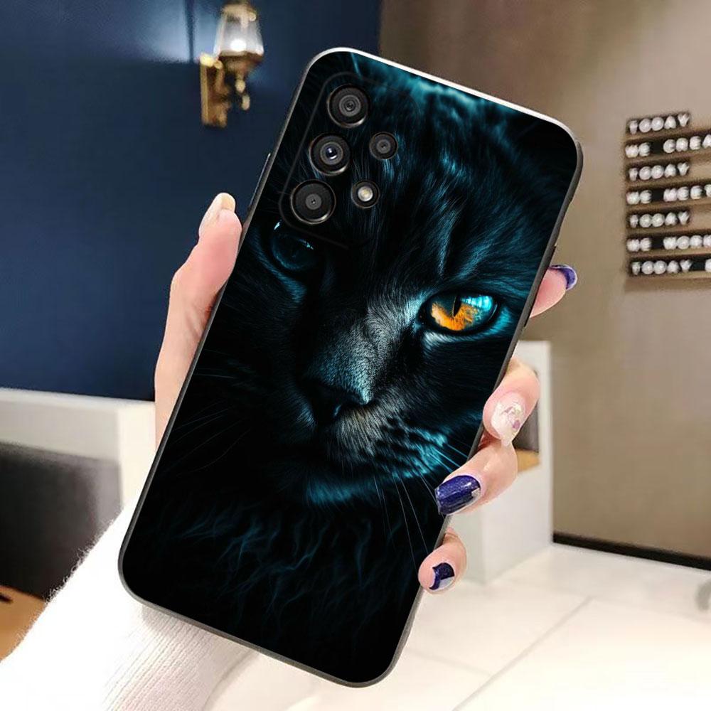 Black Cat Staring Eye Phone Case For Samsung Galaxy A72 A71 A55 A54 A53 A52 A42 A35 A34 A33 A32 A23 A22 A21S A20S A14 Case Funda