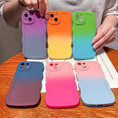 Para Iphone 16 15 14 Pro Max 13 12 11 Samsung S24 S23 S21FE Gradiente Dupla Cor Capa Onda Borda À Prova de Choque Capa de Telefone Pele Sensível Shell