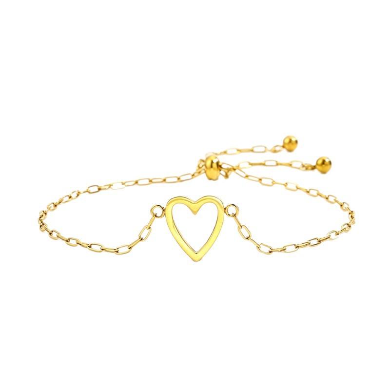 Simple and non-fading titanium steel hollow pull love couple advanced sense two-piece set casual versatile