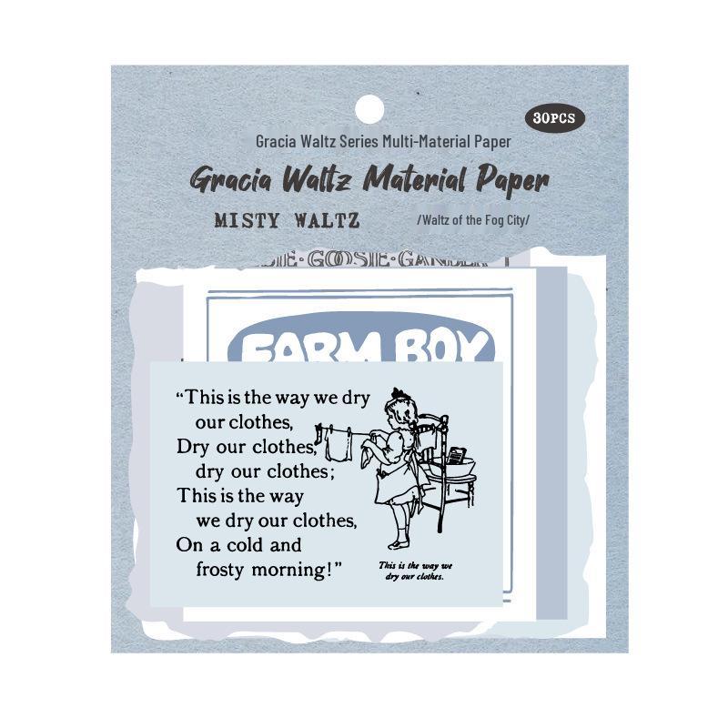 Gracia Waltz Series: Light Vintage Multi-Material Craft Paper, Writable Textured Sheets (30-Pack)