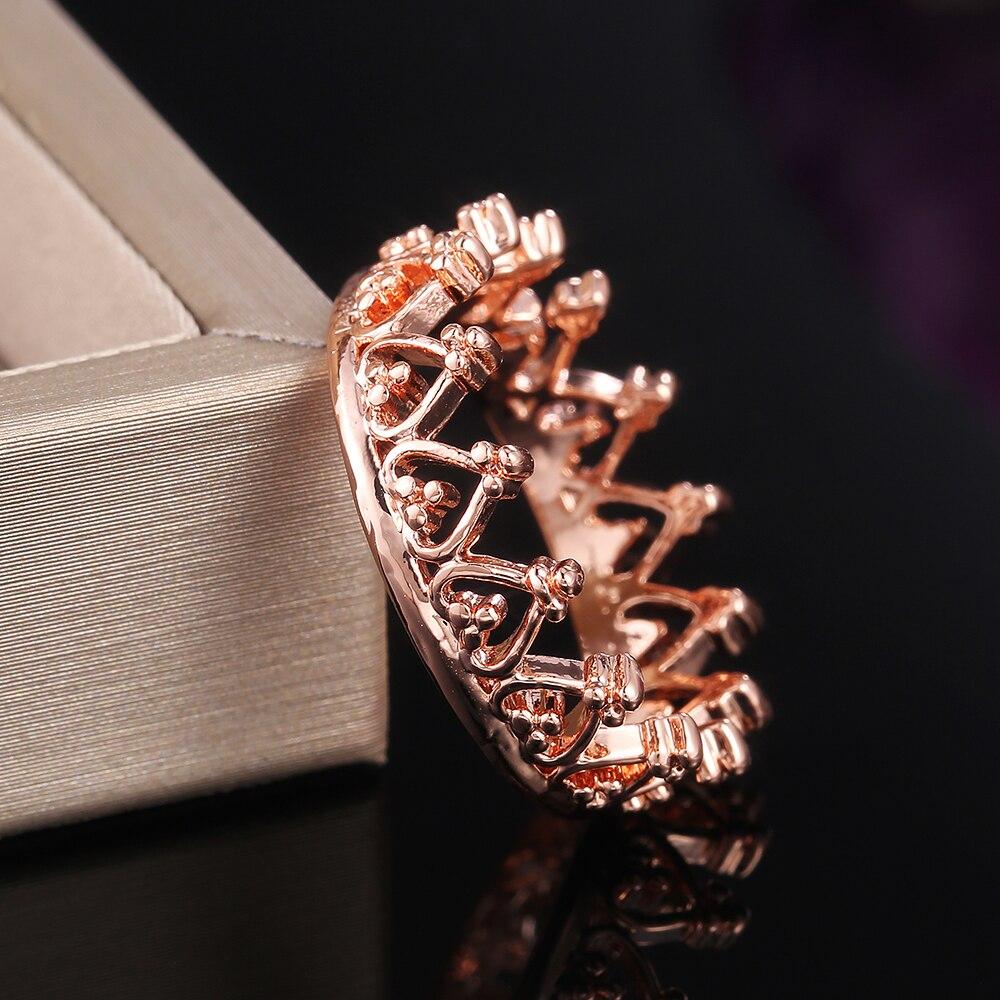 Simple & Classic Crown Women Rings 4 Metal Colors Available Wedding Bridal Ring Romantic Gift for Girl’s Birthday Party