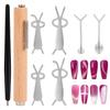 Nail Magnet Pen Set, 3 In 1 Cat Eye Nail Magnetic Design Art Tool with Heart & Rabbit Shaped Irons Versatile Cat Eye Gel Polish Magnet Supplies for