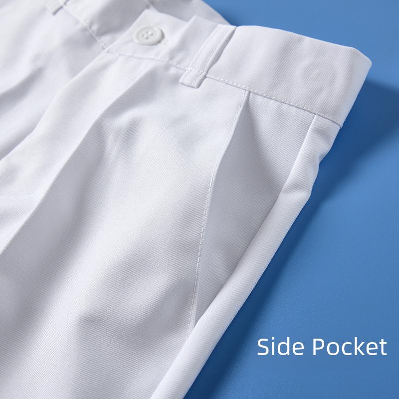 White Boys' Summer Dress Trousers for Elementary Students