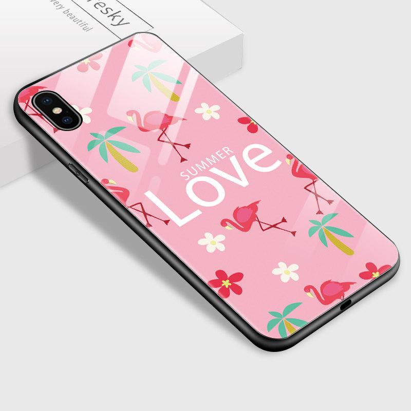 Popular Stylish Ins Tempered Glass Phone Case for iPhone Samsung Galaxy Infinix TPU Soft Edge Shockproof Cover Cases