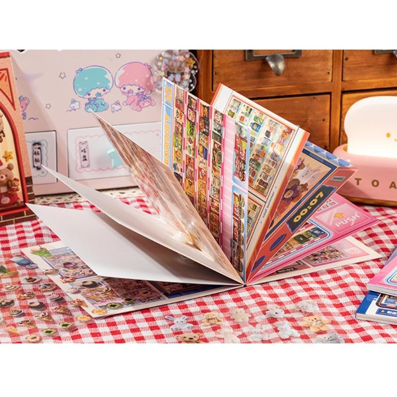 Cartoon 3D House Scene Sticker Miniature Simulated Store Scene Sticker for Scrapbooking Journal Notebook Photo Album