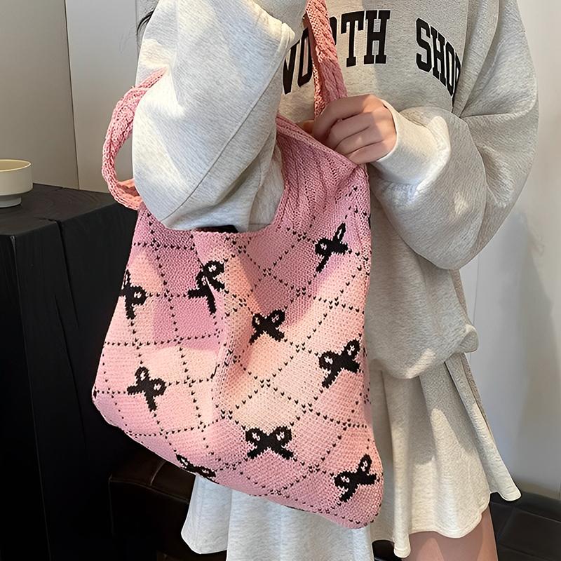 Leisure Shoulder Bag Retro Knitted Shoulder Bag Tote Large Capacity Shopping Bag