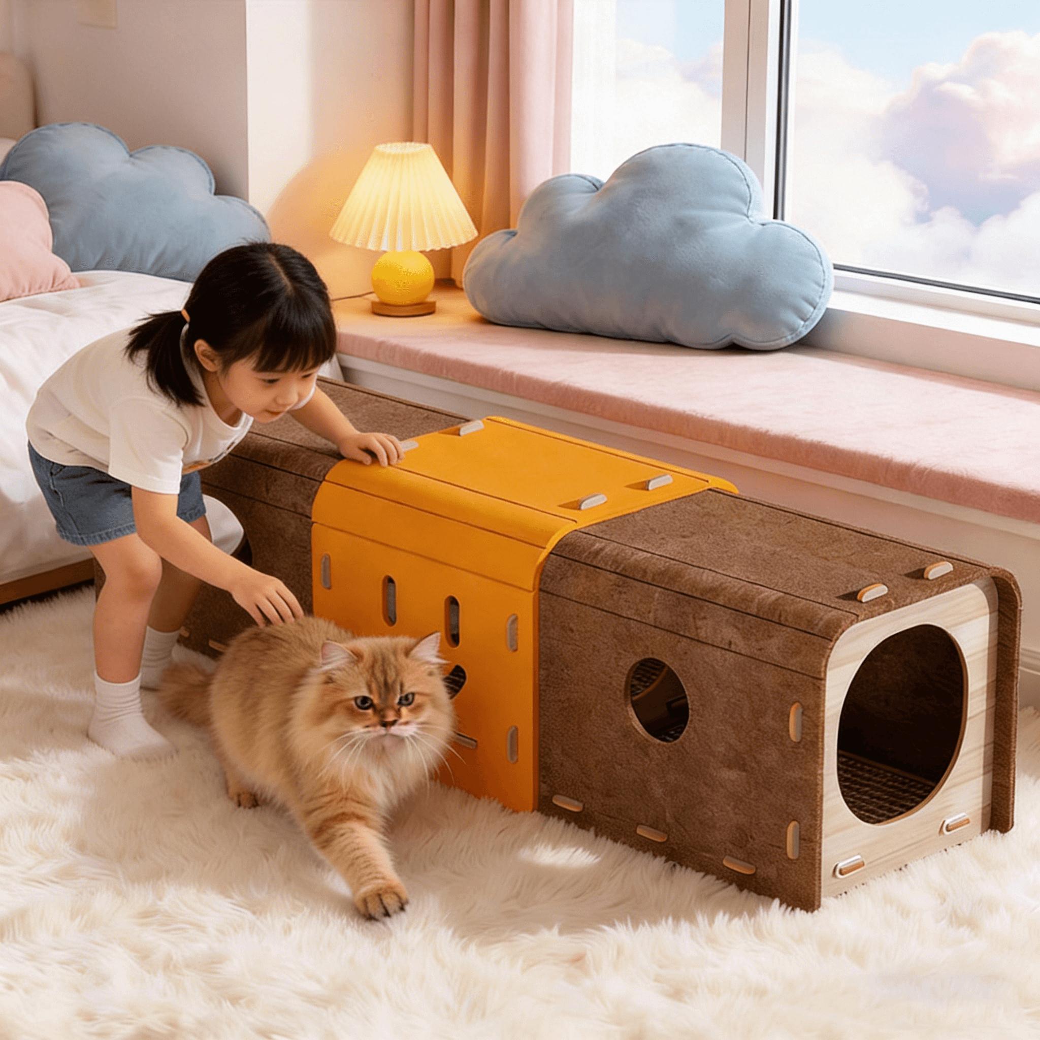 

giipet - Double-layer solid wood felt durable cat tunnel S