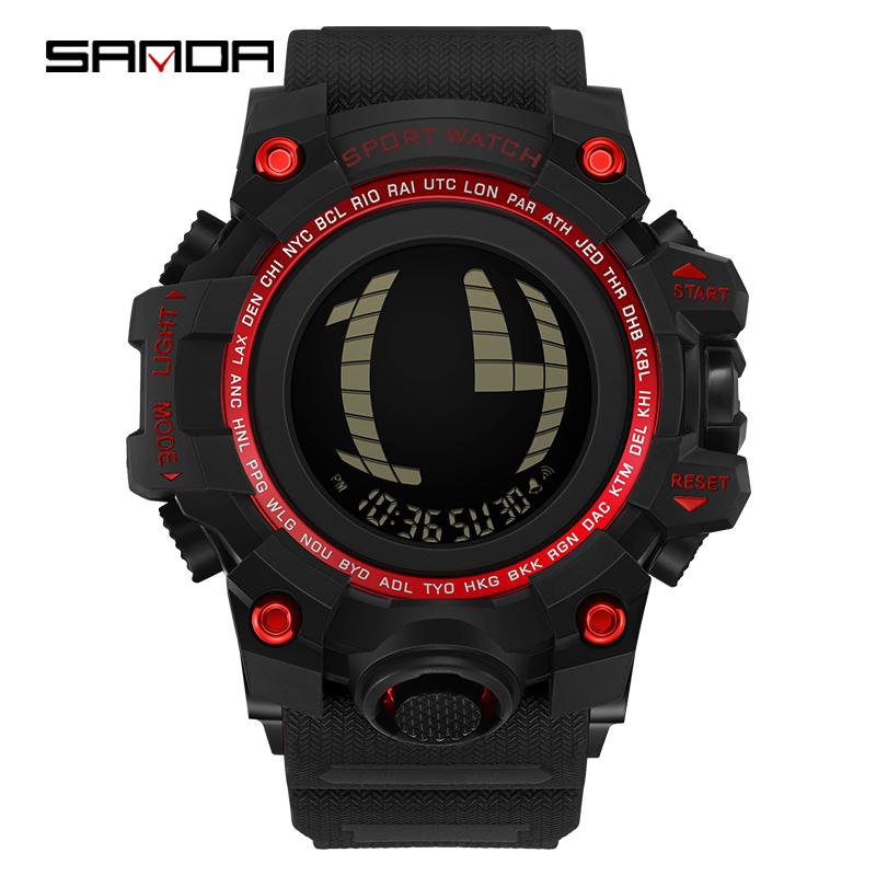 

Fashion SANDA Student Electronic Digital Watch Multi functional Single Display Waterproof LED Student Electronic Watch чорний