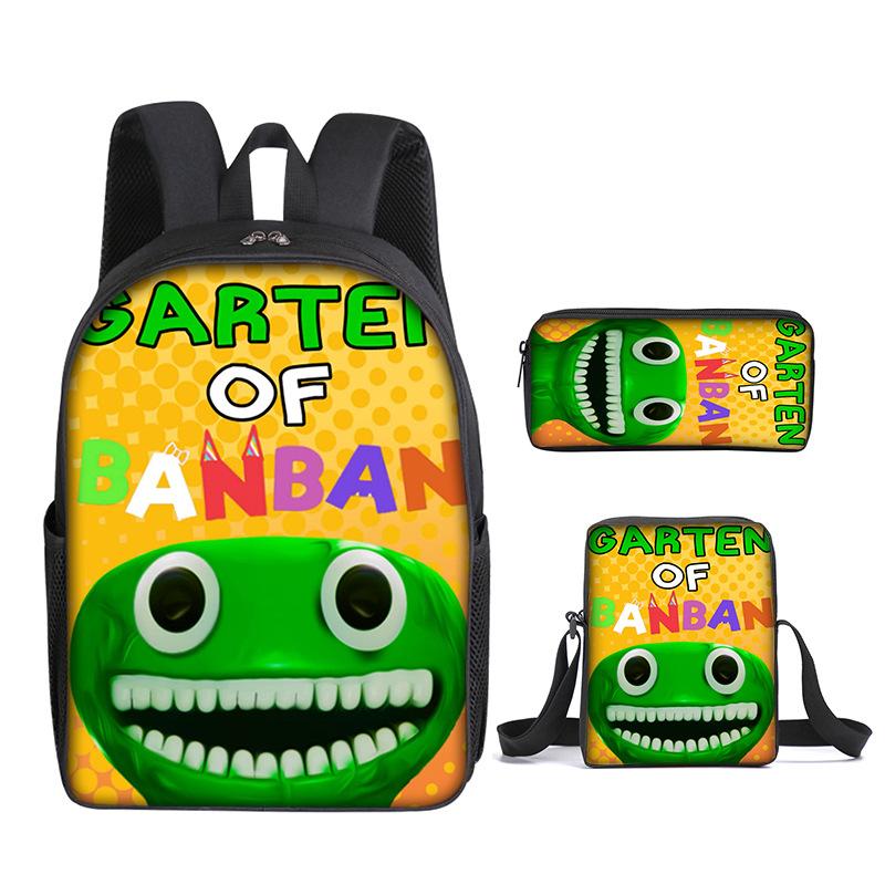 Sac à dos classique populaire Banban Garden imprimé en 3D Set de 3 pièces Sacs d'école pour élèves Sac à dos pour ordinateur portable Sac à dos à bandoulière inclinée Trousse à crayons
