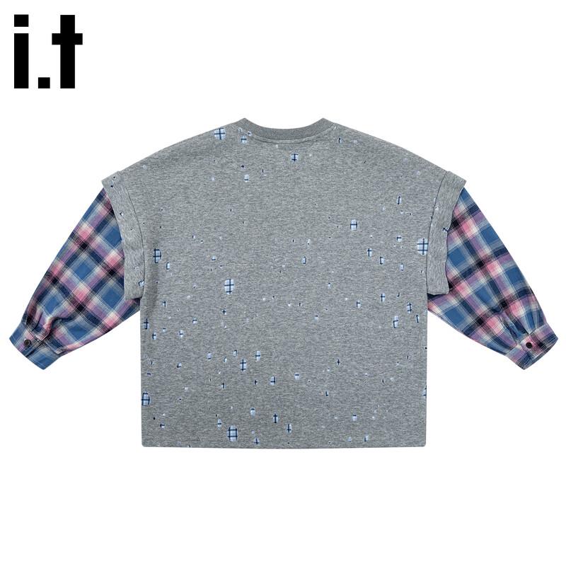 Izzue Kids Faux Two-Piece Plaid Long Sleeve T-Shirt 150/72