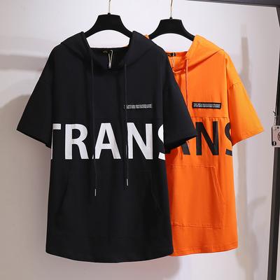 Mom Large Size Shirt Loose Hooded T-shirt Women's Casual Letter T-shirt Top Plus Size Women's Clothing