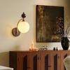 Innen Globus Glas Wandleuchte Schirm Retro Holz Wandleuchte Modern Minimalistisch Nachttisch Wandlampe Mid Century Nordische Wandmontierte Laterne für Wohnzimmer