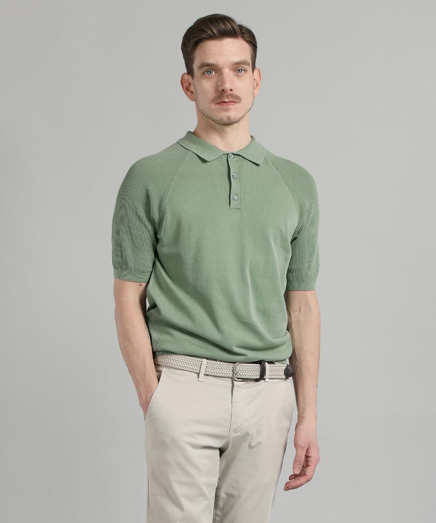 PANICALE Green Cotton Raglan Polo Shirt