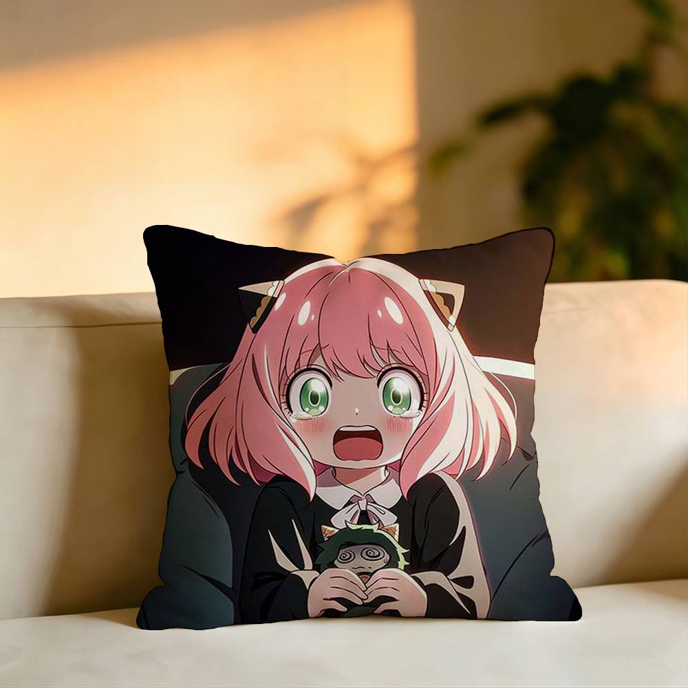 Hot Anime Character AAnya Forger Pillow Case Square DoubleSided Sofa Cushion Cover Bedroom Bedside Pillow