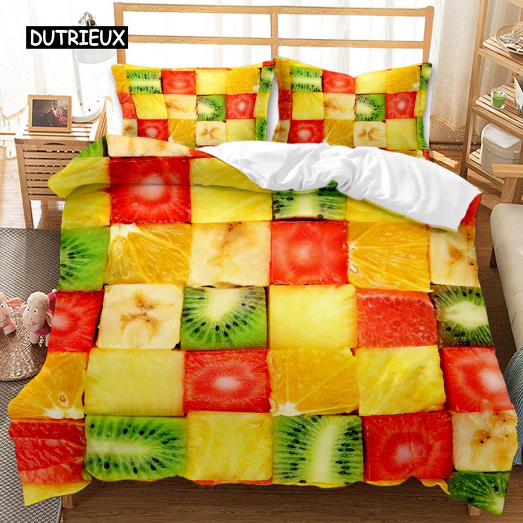 Set Copripiumino Dessert Lecca-lecca Colorati Set Biancheria da Letto Cioccolato Zucchero Set Biancheria da Letto Caramelle Colorate Snack Copripiumino in Poliestere