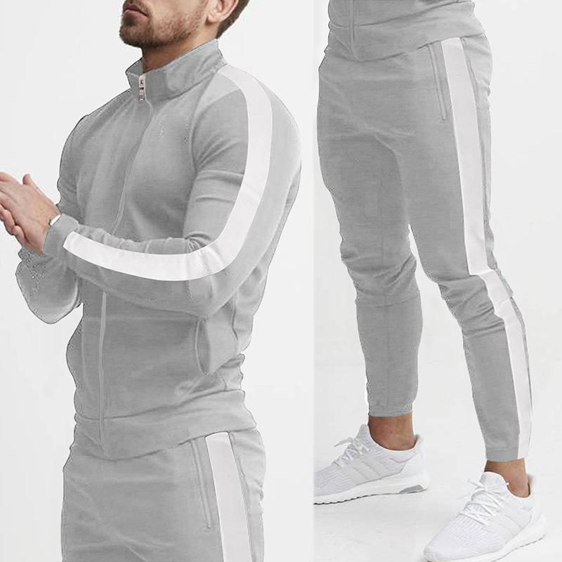 Autumn and Winter Casual Men's Sports Suit Color Matching Men's Clothing