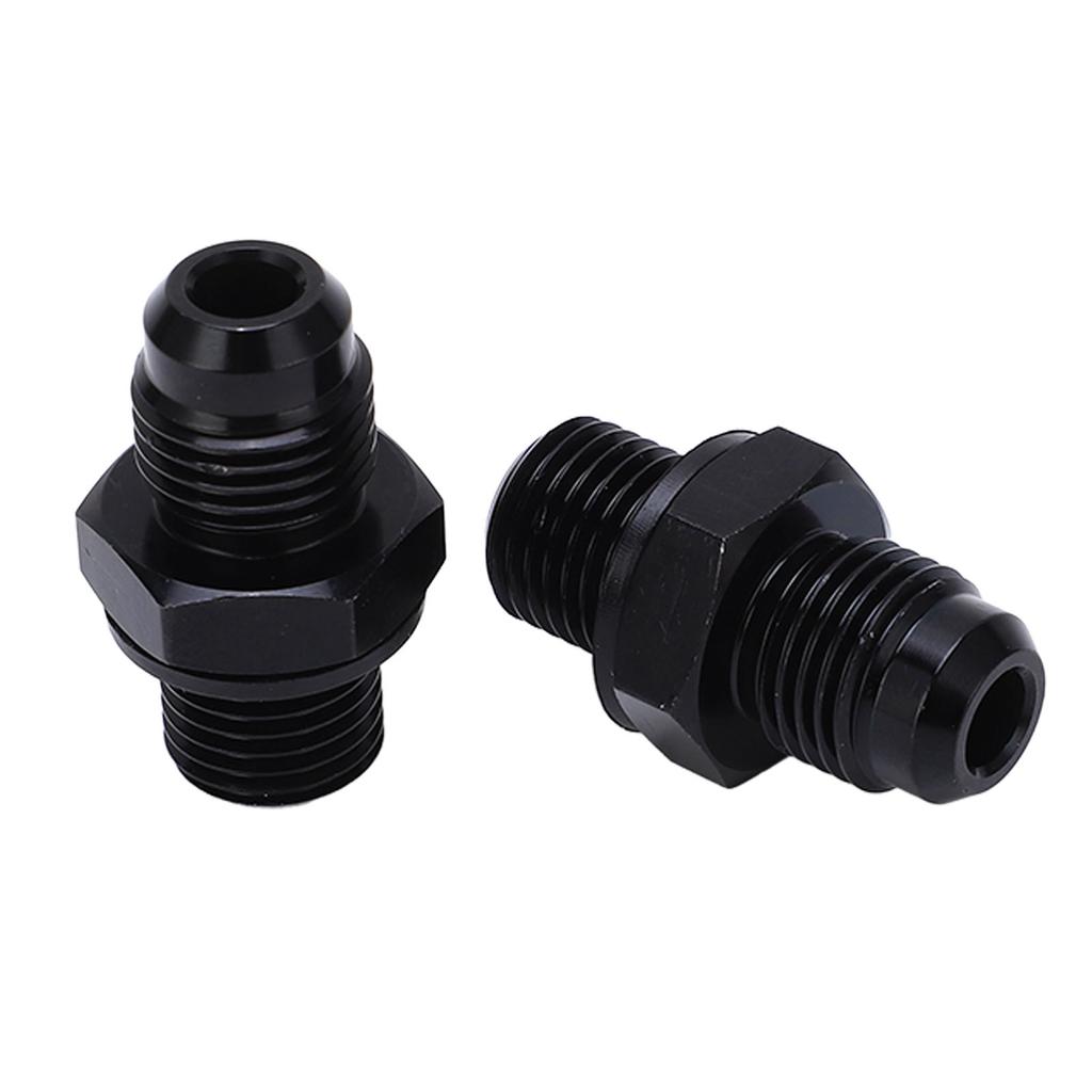 1Pair 6AN‑1 4NPS Transmission Oil Cooler Adapter Fitting Aluminium Alloy Rustproof BlackShort Type