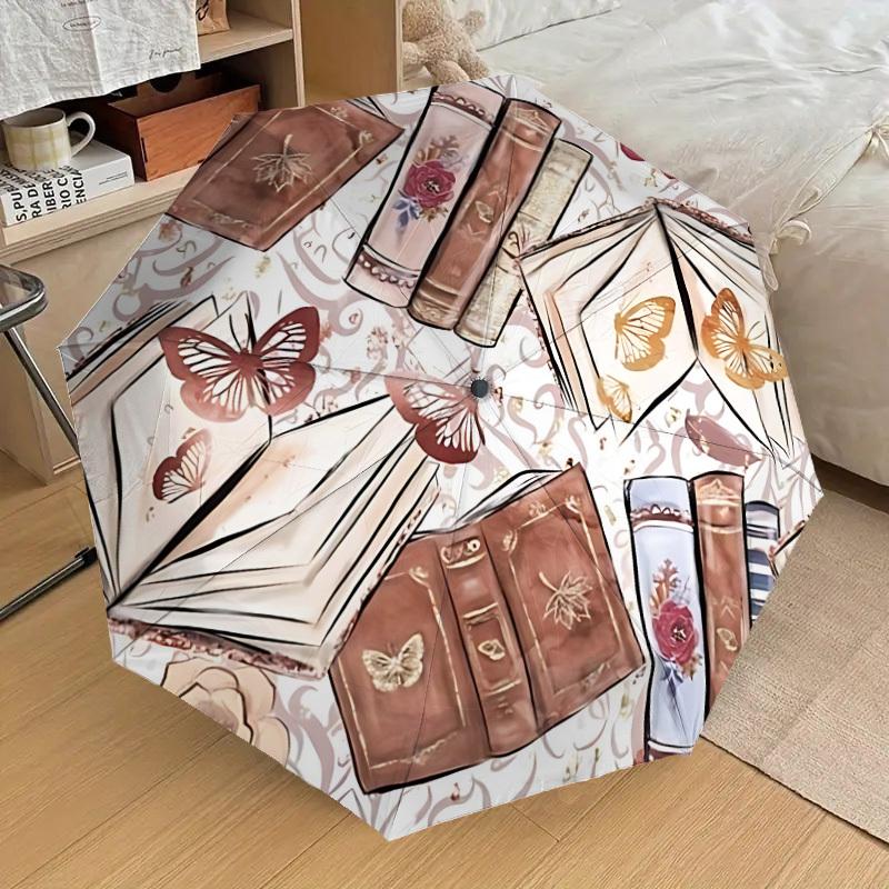 

1pc Bookshelf Automatic Folding Umbrella Durable Iron Frame, Iron Umbrella Structure Suitable for All Seasons yy260203110