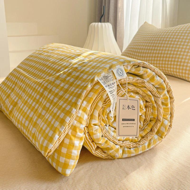 Cotton Summer Quilt Air Conditioning Quilt Soybean Fiber Filling Thin Comforter Nordic Ins Style Duvet Blanket Bed Four Seasons