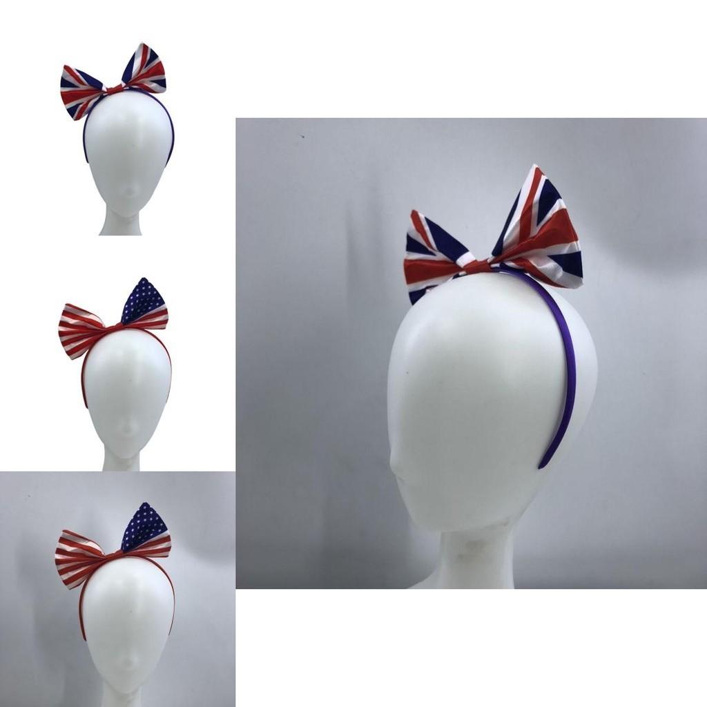 Usa/england Fan Bow Headwear Football Club Supporter Plaid Unisex Accessory