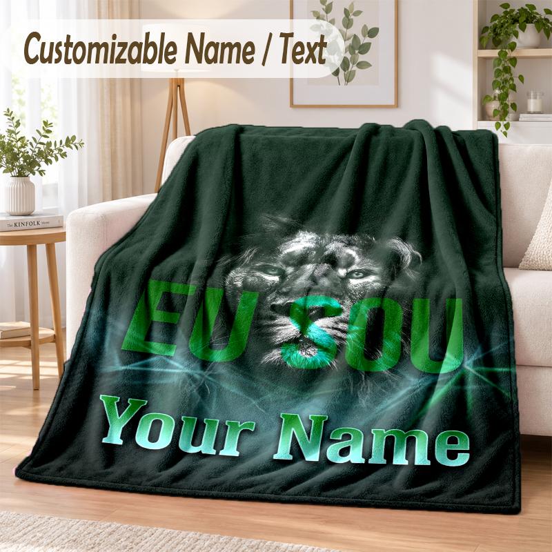 Custom Text Flannel Blanket Sporting CP Print Warm Cozy Blanket Home Sofa Bedding