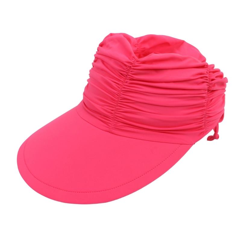 Long Brim Sun Hat for Women Breathable Open Top Sun Beach Cap UV Protective Hat with Adjustable Strap Foldable Visor Hat
