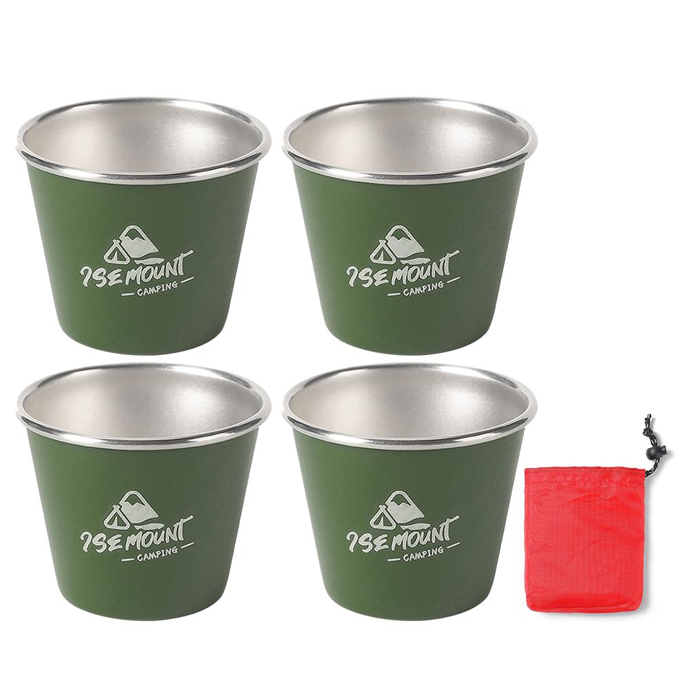

4Pcs 50ml Travel Wine Cups Stainless Steel Tea Milk Drink Mugs Stackable Lightweight Pint Cup for Hiking Fishing зелёный