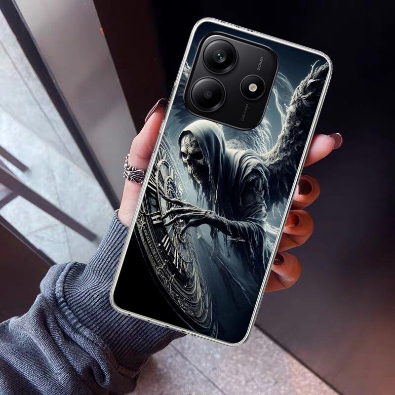 Death Grim Reaper Skull Scythe Phone Case For Xiaomi Redmi Note 10 11 12 13 14 15 Pro Plus 11S 12S 14S 11T 11E 10S Soft TPU Back