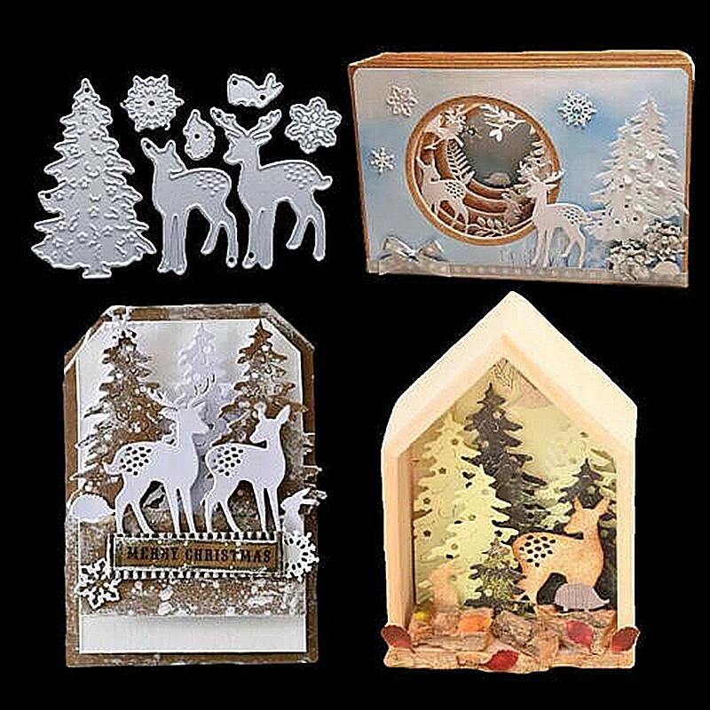 Die Matrice De Découpe Cadre Rond Sapin Noël Village Flocons Scrapbooking - Loisirs Créatifs