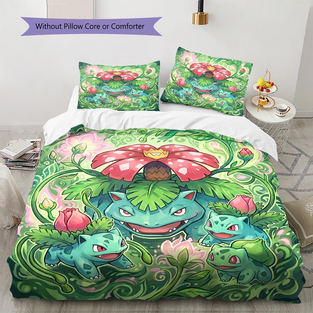 

Bulbasaur Pattern Bedding Quilt Set Quilt Cover Pillowcase Home Decoration Birthday Gift (1 * duvet cover + 2 * pillowcase, without core) 135x200cm