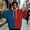 Men's Colorblock Print Pullover Hoodie with and Pocket, Casual Athletic Sweatshirt
