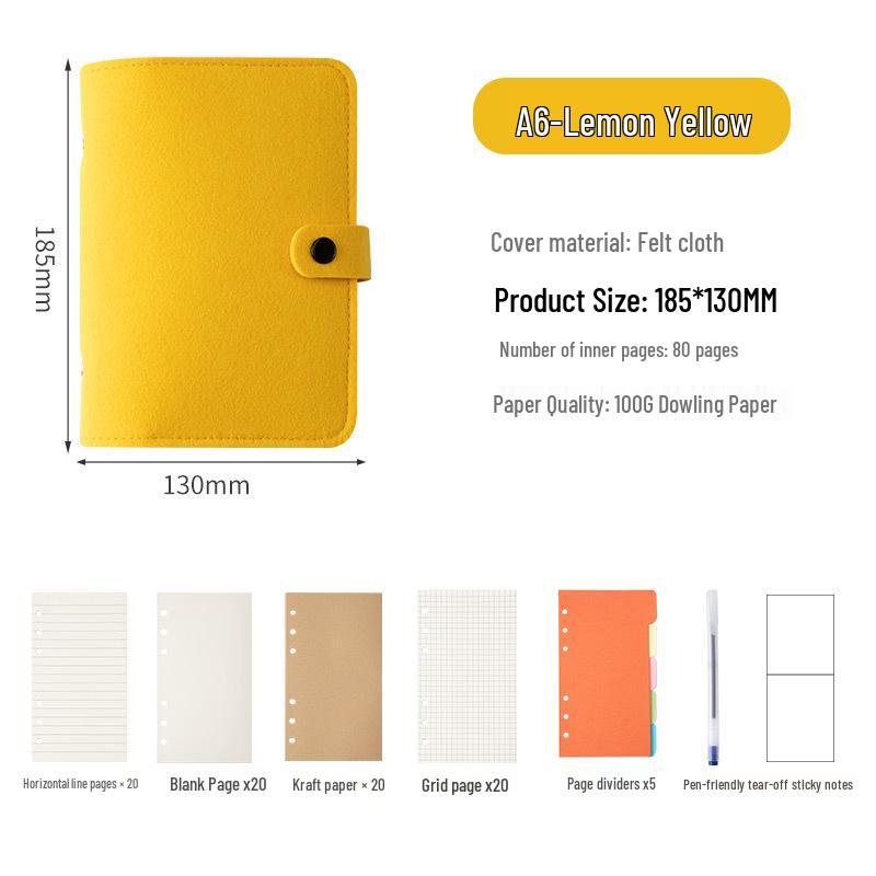Available: A5/A6 Felt Loose-Leaf Notebook - Retro Original Planner with Buckle, Simple Stylish Stationery.