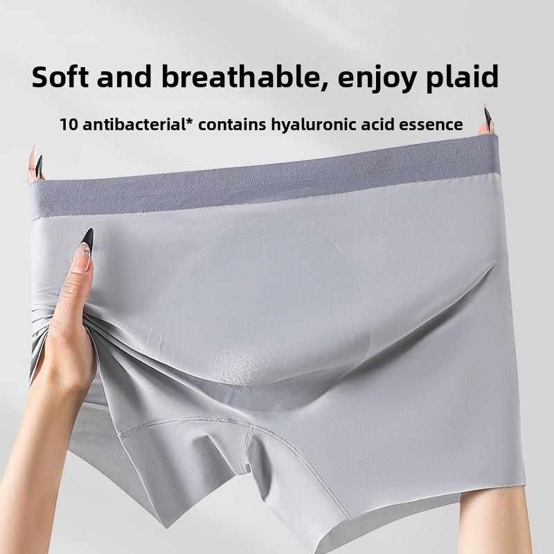 Large Size Men's Spring and Summer Thin Ice Silk Antibacterial No Trace Flat Angle Underwear