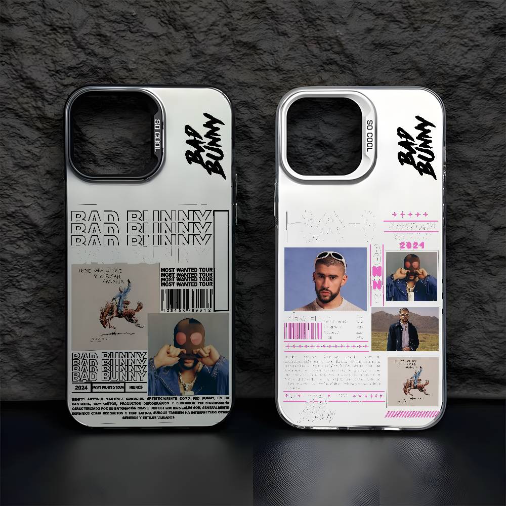 B-Bad Bunny Art Album Etui na Telefon Dla iPhone 17 16e 16 15 14 13 12 11 mini Pro Max X XR XSMAX 8 7 Air Plus Przeciwupadkowe Matowe Pokrowiec
