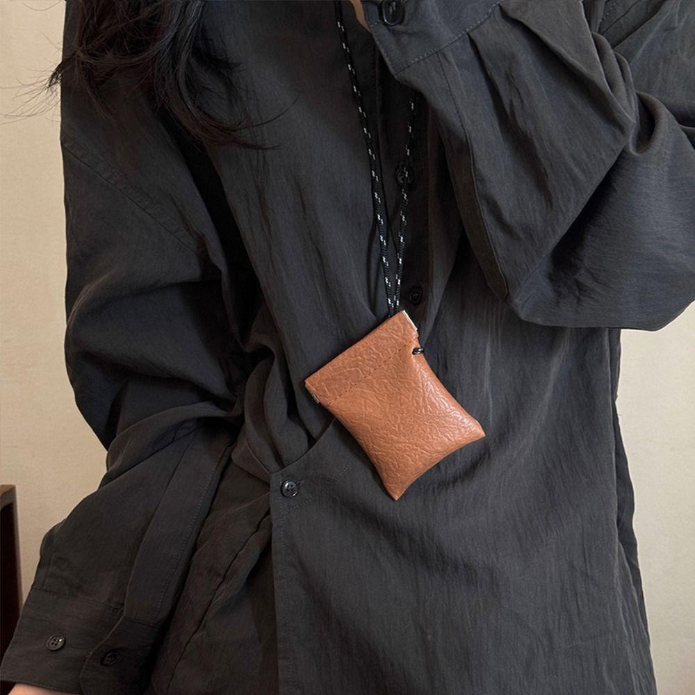 Solid Color Hanging Neck Coin Purse Korean Style Small Storage Bag  Streetwear