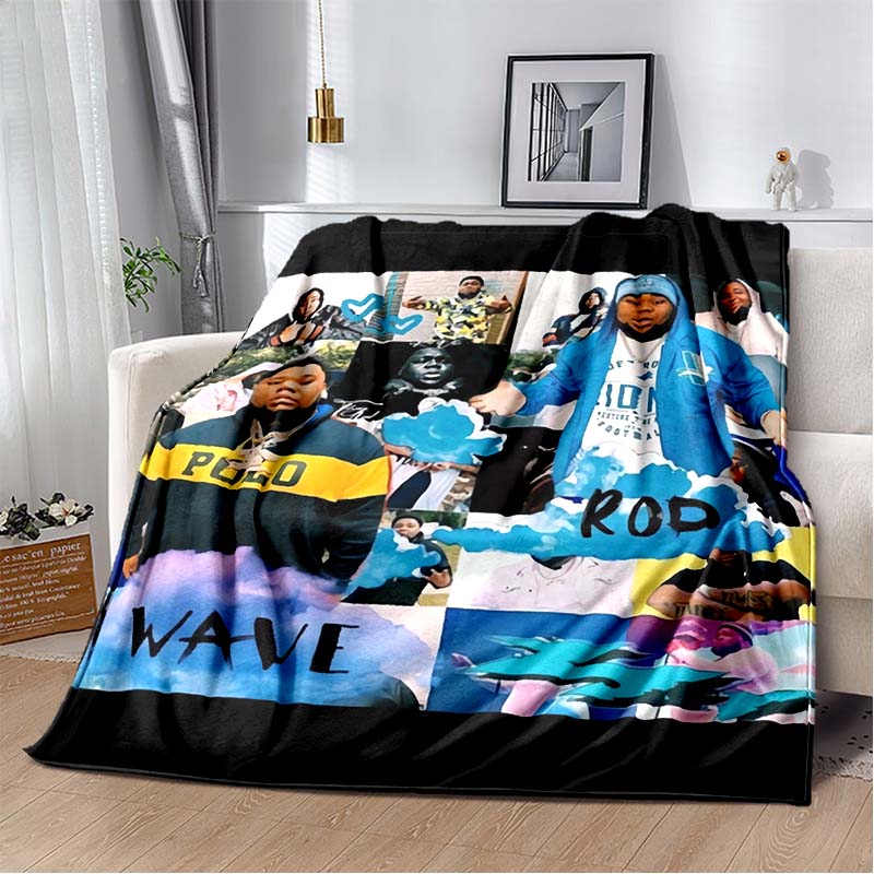 Hip Hop Rapper Blanket Rod Wave Flannel Blanket Soft Warm Throw Bedroom Decor Napping Couch Sofa Bed Chair Cover for Boys Girls