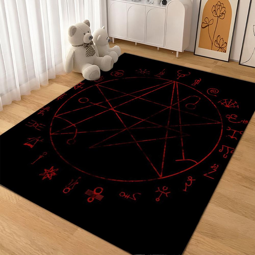 Dark Occult Pentagram Ritual Theme Indoor Rug Allseason Carpet For Bedroom Study Home Decor Halloween Gift