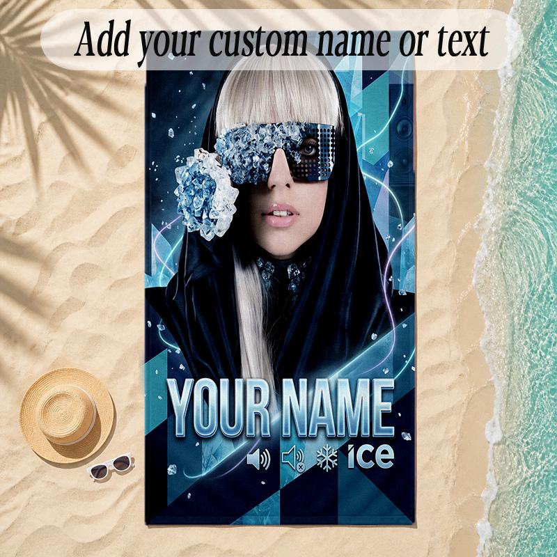 Beach TowelLady Gaga Custom Name Text Personalized Soft Towel for Beach Pool Indoor Home Decor Gift